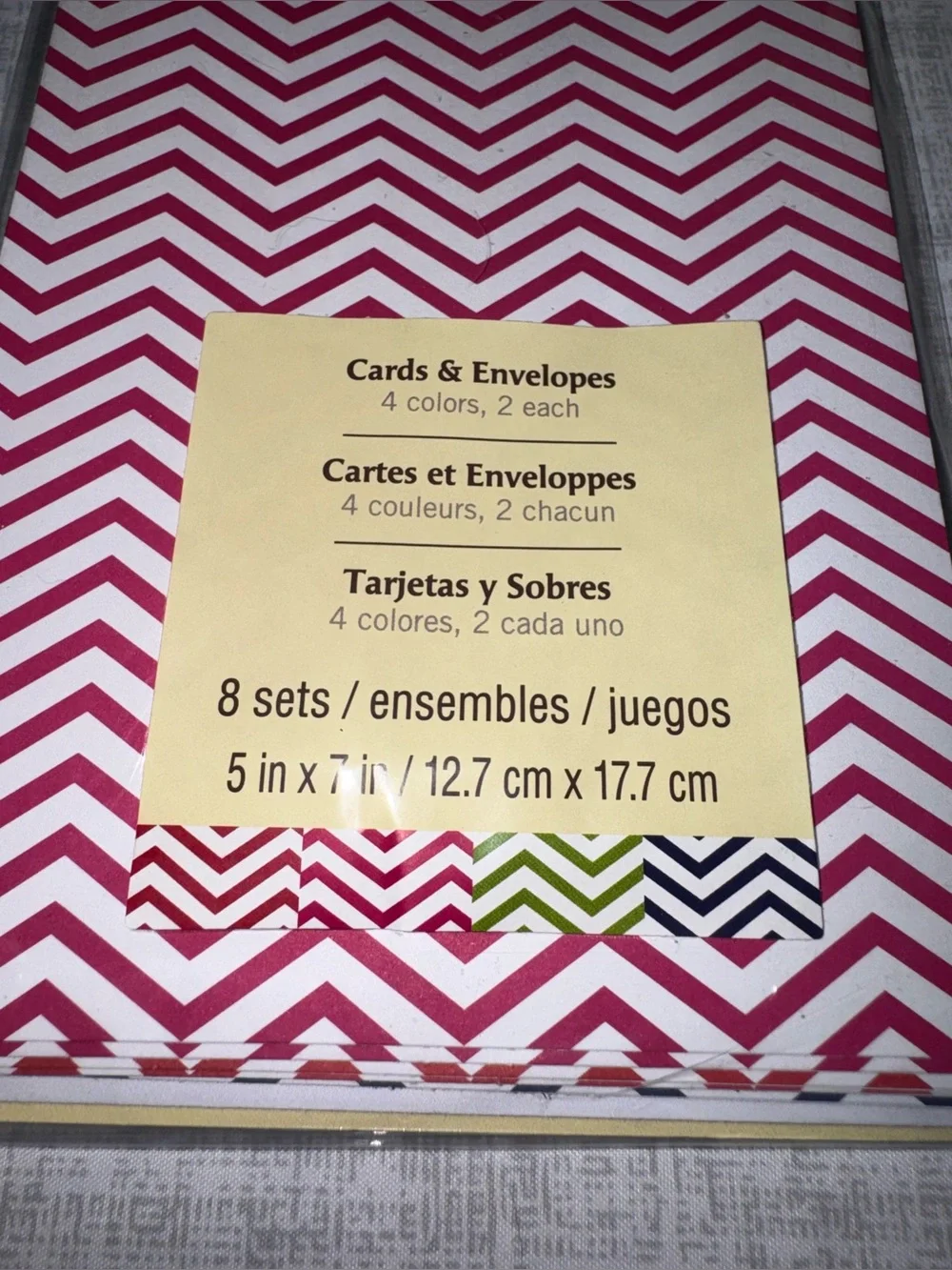 8 Piece Chevron Blank Notecard & Envelope Set, New